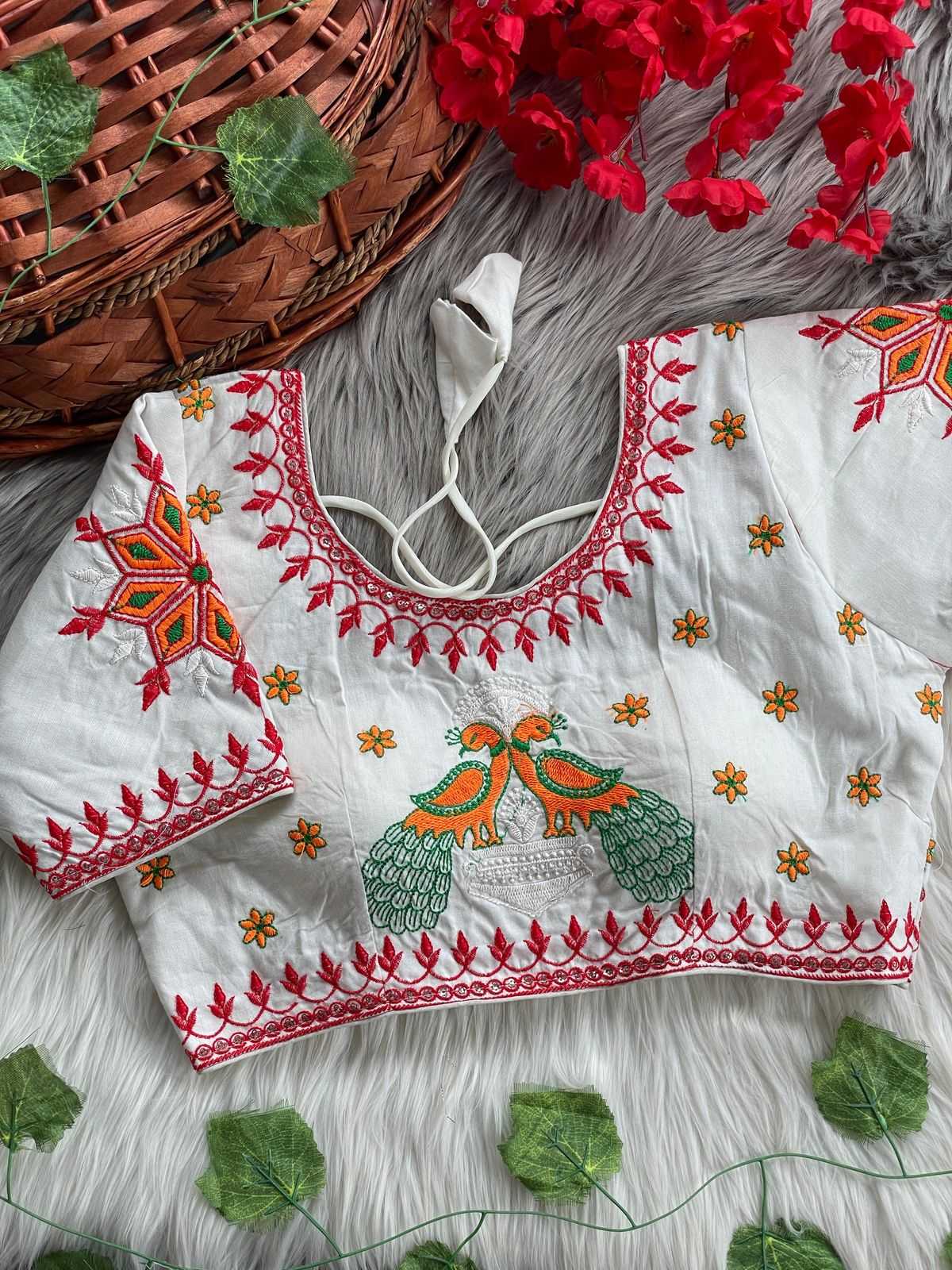 Ynf Cotton KESH426 Geeta-10 Readymade Blouses Wholesale Sequence Embroidery Blouse Designer Blouse Cotton Blouse Manufacturer