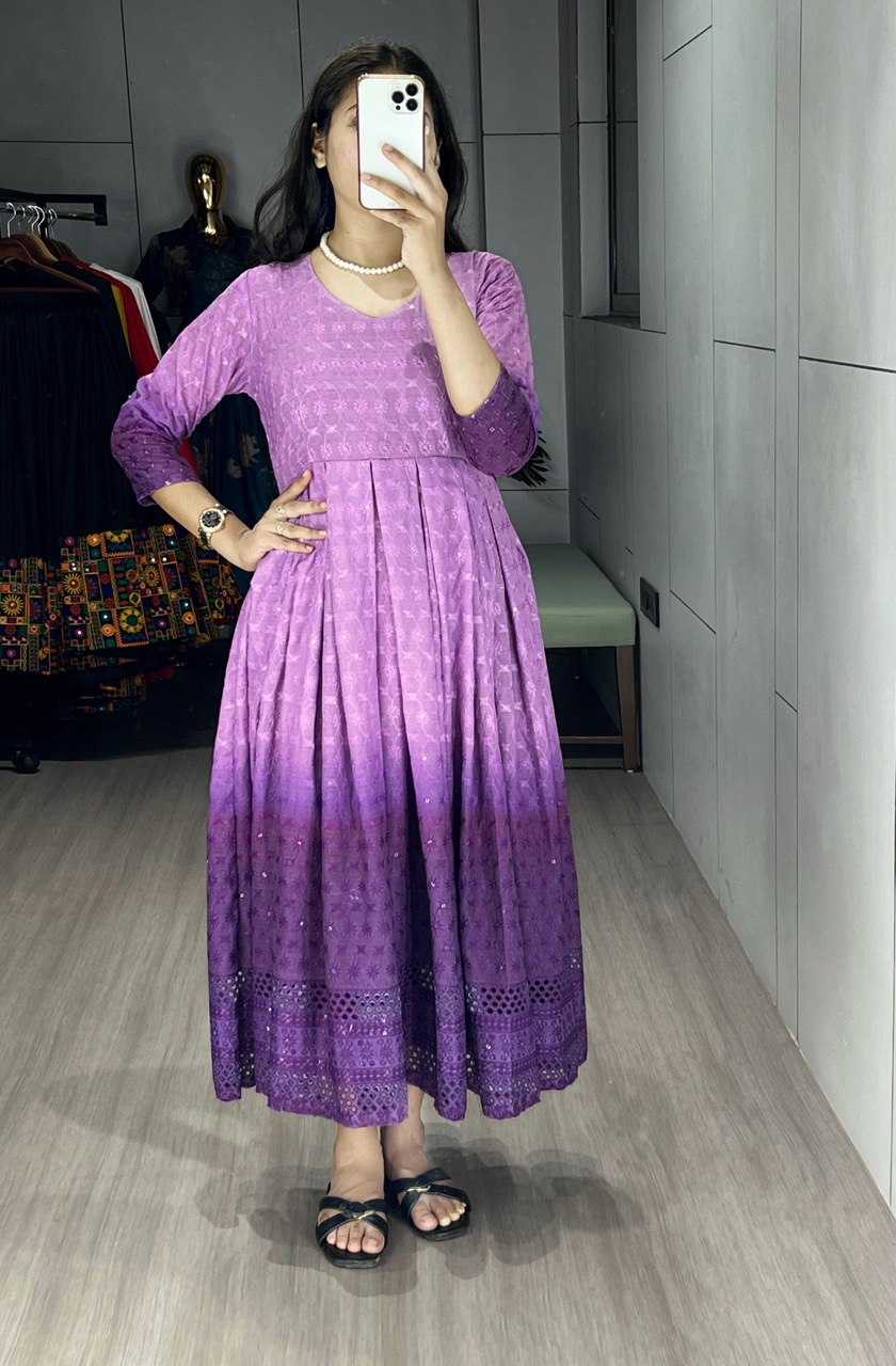 Ynf Cotton RIN119 RAINBOW Kurti Wholesale Chikankari Kurtis Party Wear Gown Style Kurtis Manufacturer