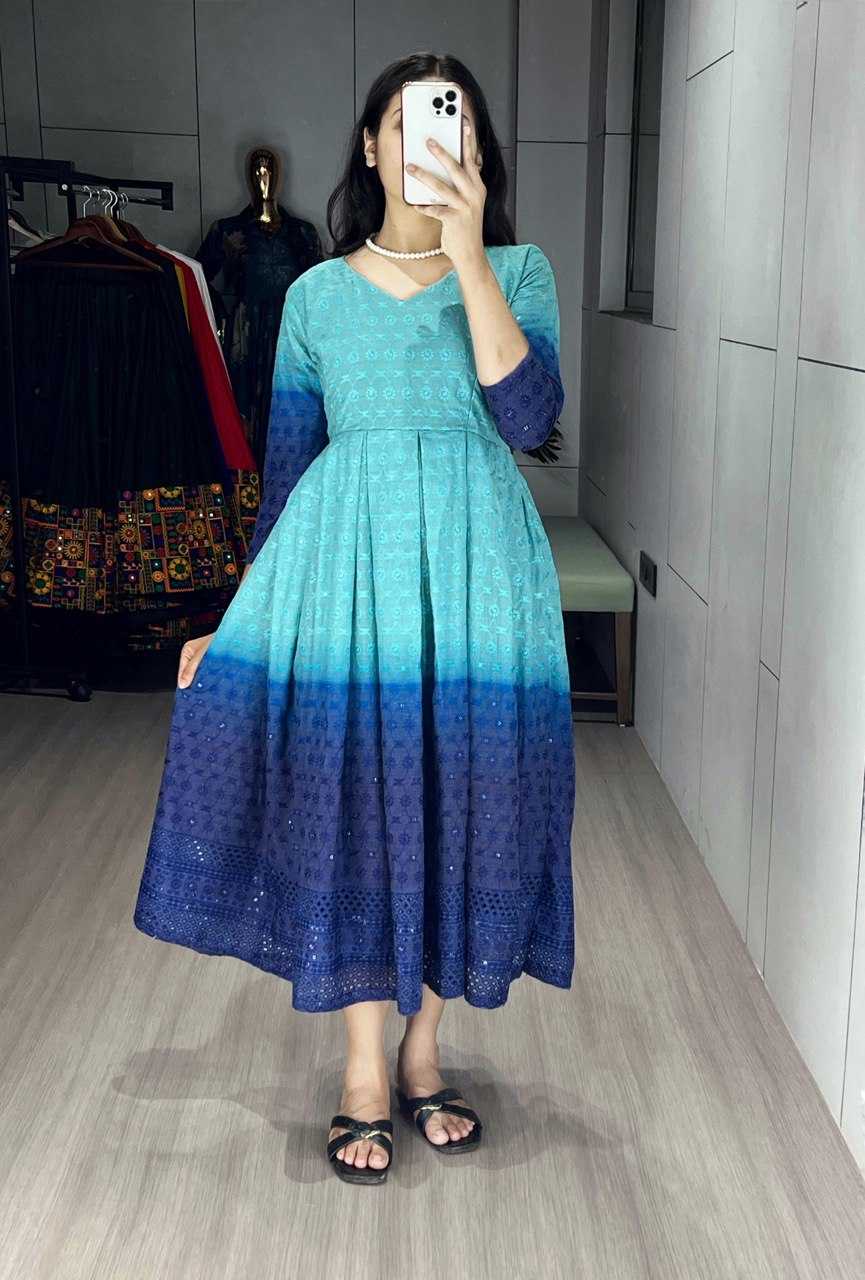 Ynf Cotton RIN119 RAINBOW Kurti Wholesale Chikankari Kurtis Party Wear Gown Style Kurtis Manufacturer