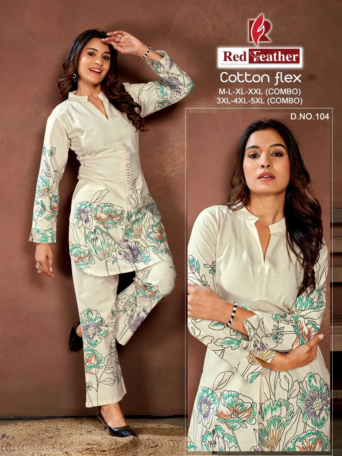 Ynf Cotton RIN190 RED FEATHER Setwise Collections Wholesale Kurtis Catalogs Manufacturer