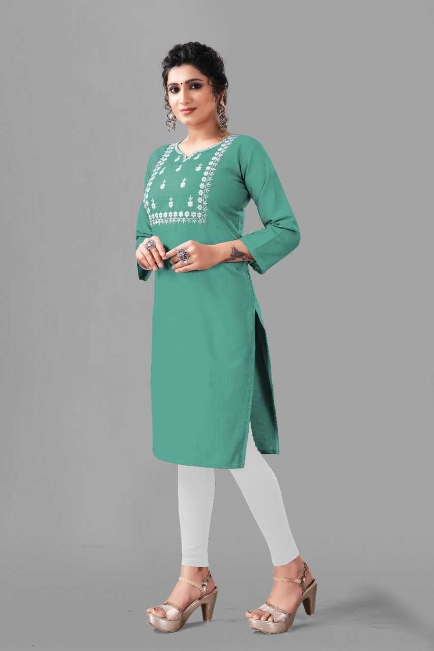 Ynf Cotton RIN222 KIWI Kurti Plus Size Collections Wholesale Designer Kurtis Cotton Kurtis Embroidered Kurtis Manufacturer