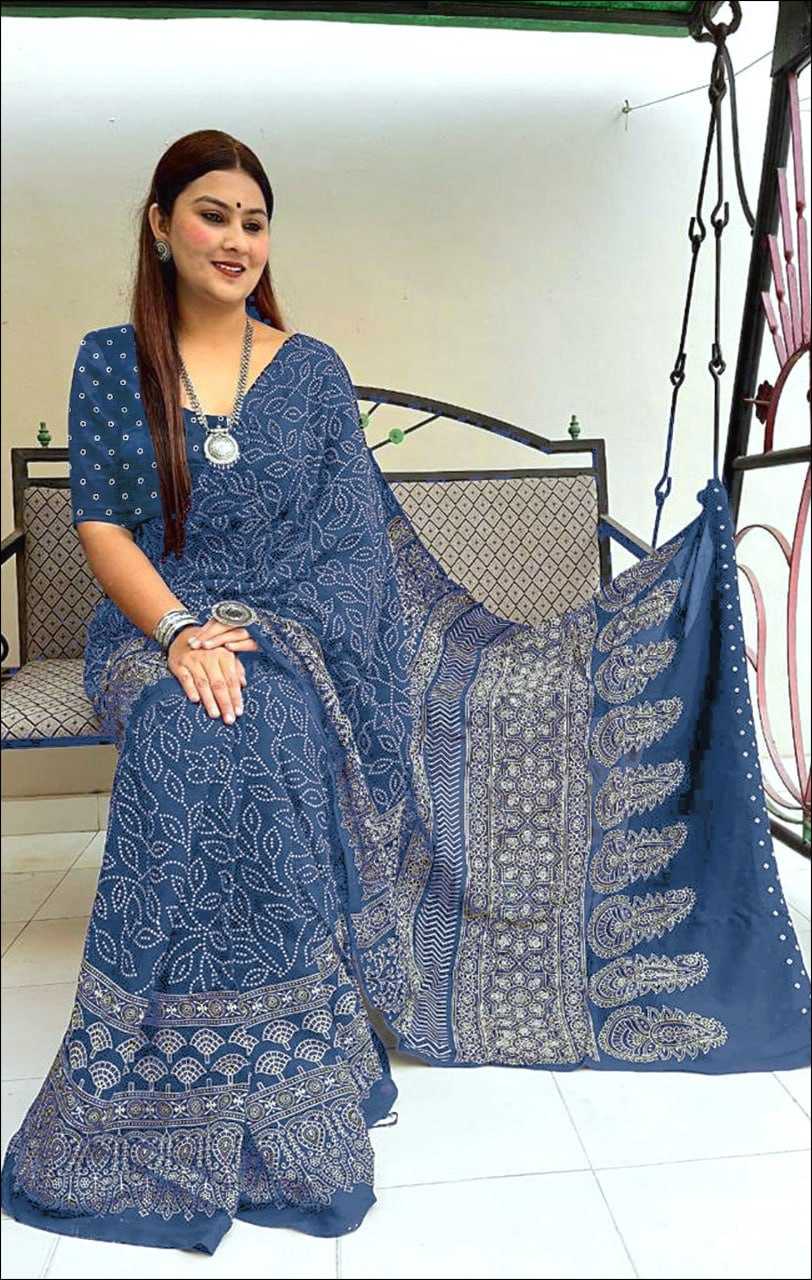 Ynf Cotton RIN229 112 Sarees Wholesale Ajrakh Sarees Cotton Sarees Mulmul Cotton Sarees Manufacturer