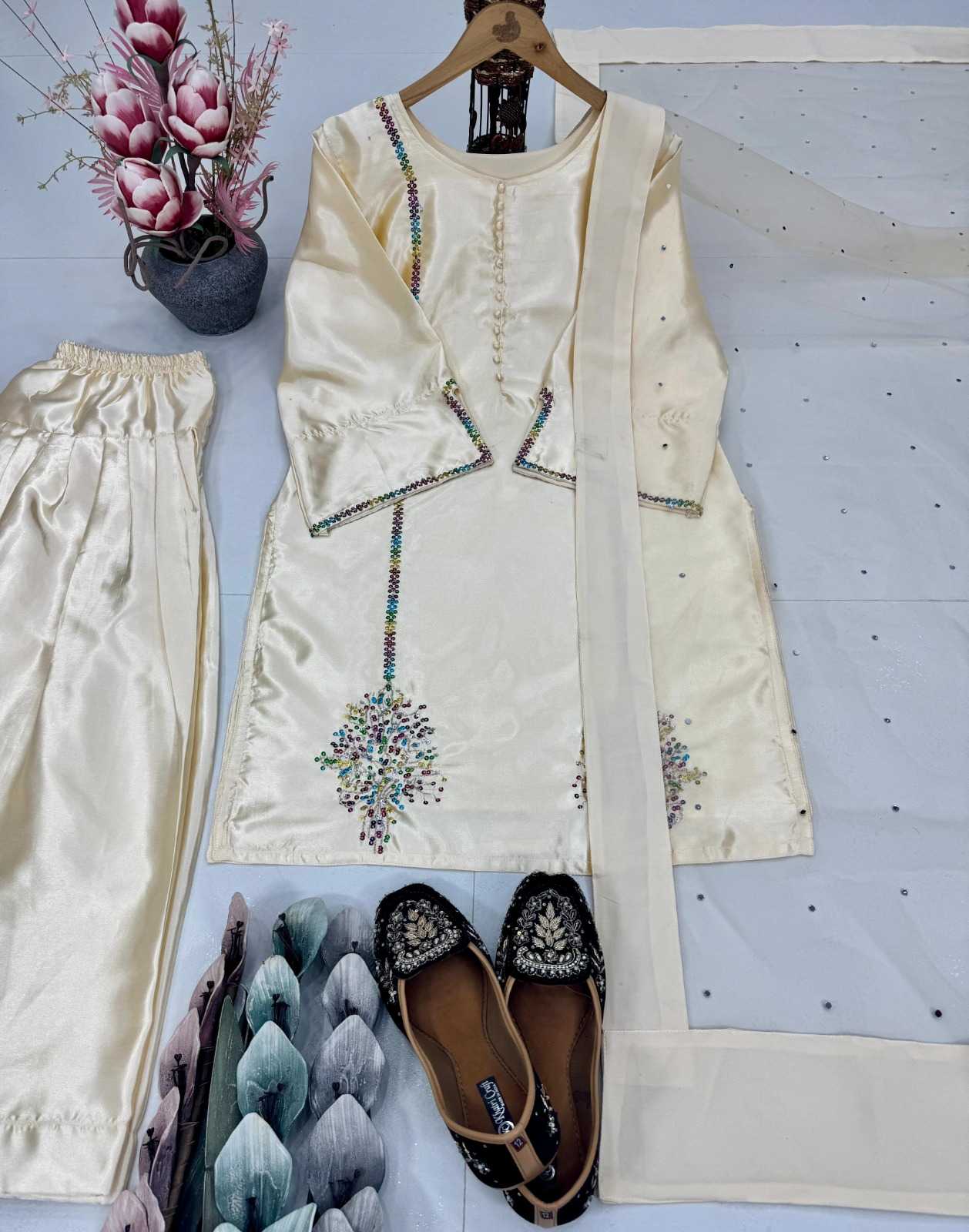 Ynf Crepe RIN222 NATURAL CREAP Suits & Dresses Wedding Collections Festive Collections Wholesale Embroidery Suits Wedding Suits Designer Suits Manufacturer