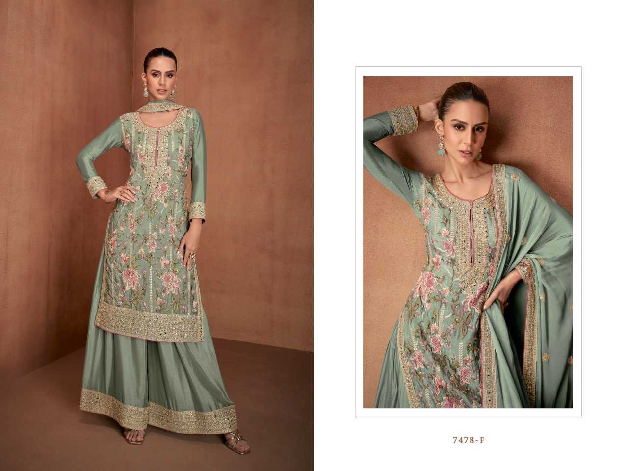 Ynf Crepe Silk KESH504 7478 Suits & Dresses Wholesale Ladies Suits Embroidery Suits Palazzo Suit Wedding guest dresses Manufacturer