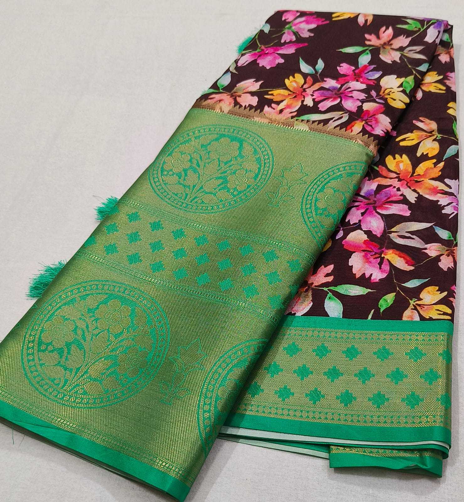 Ynf Crepe Silk RIN203 Contrast Rich Silk Sarees Wedding Collections Wholesale Printed Silk Saree Crepe Silk Saree Designer Silk Sarees Manufacturer