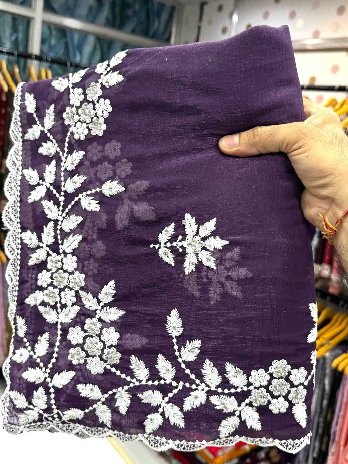 Ynf Crunchi KESH114 2759 Sarees Wedding Collections Festive Collections Wholesale Designer Sarees Chikan Sarees Cutwork Saree Manufacturer