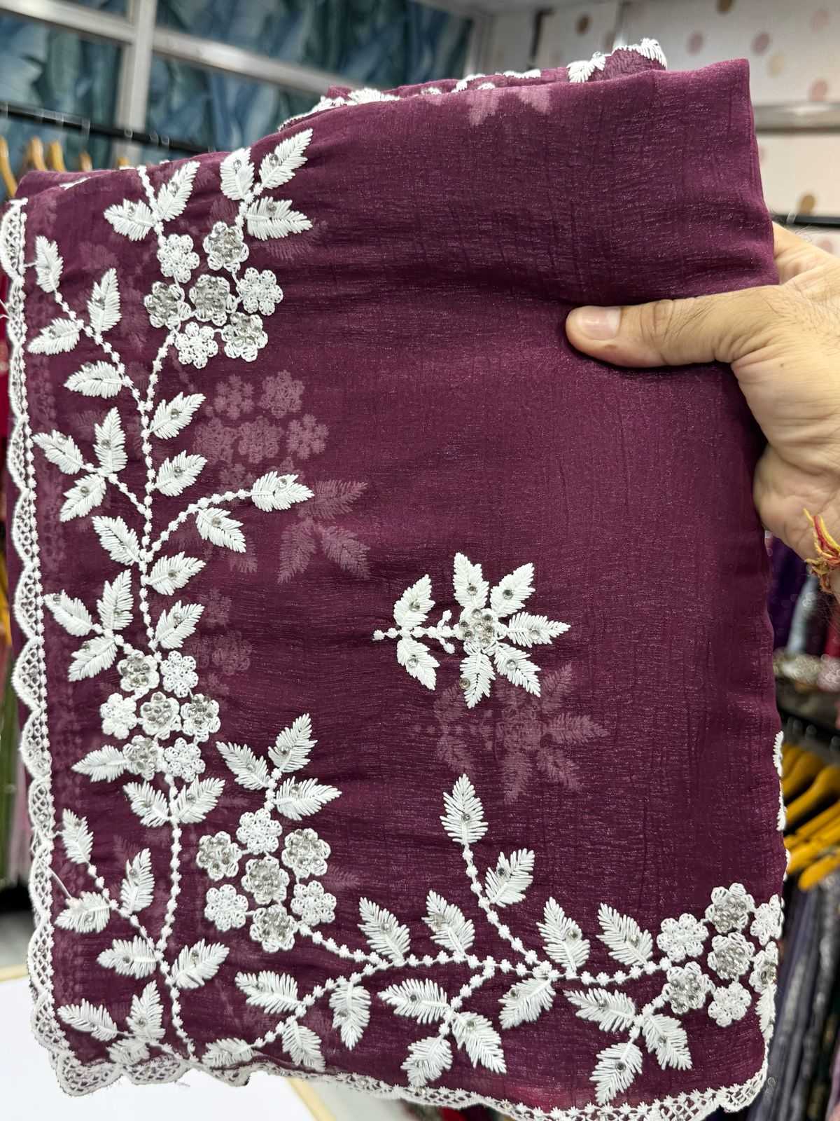 Ynf Crunchi KESH114 2759 Sarees Wedding Collections Festive Collections Wholesale Designer Sarees Chikan Sarees Cutwork Saree Manufacturer