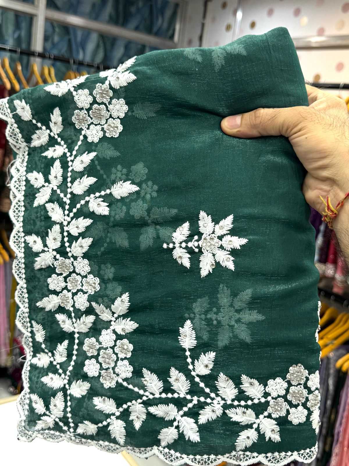 Ynf Crunchi KESH114 2759 Sarees Wedding Collections Festive Collections Wholesale Designer Sarees Chikan Sarees Cutwork Saree Manufacturer