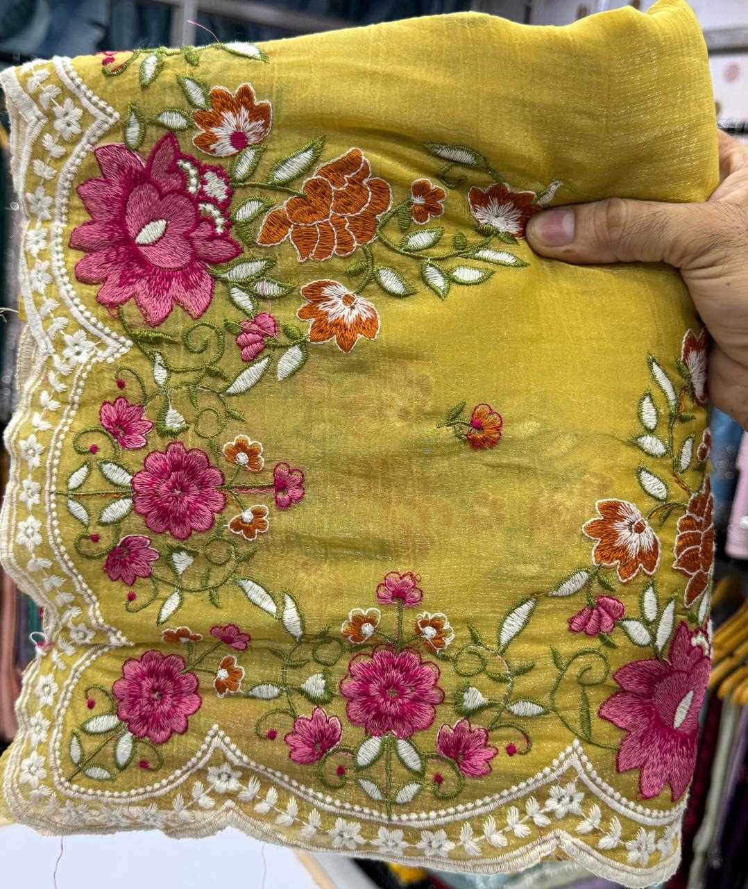 Ynf Crunchi KESH114 3854 Sarees Wedding Collections Festive Collections Wholesale Embroidered Sarees Stone Work Saree Cutwork Saree Manufacturer