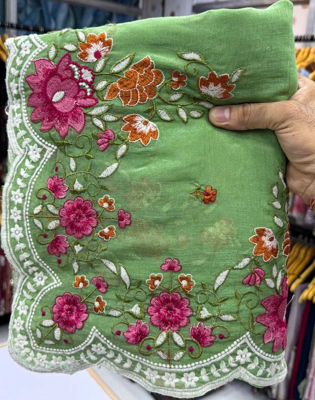 Ynf Crunchi KESH114 3854 Sarees Wedding Collections Festive Collections Wholesale Embroidered Sarees Stone Work Saree Cutwork Saree Manufacturer