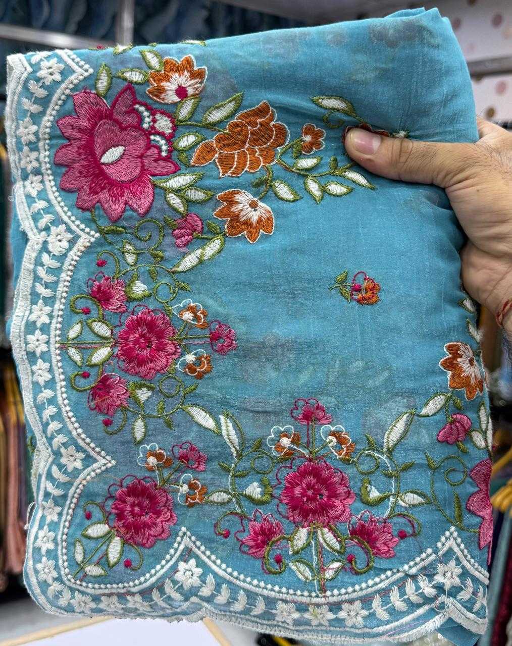 Ynf Crunchi KESH114 3854 Sarees Wedding Collections Festive Collections Wholesale Embroidered Sarees Stone Work Saree Cutwork Saree Manufacturer