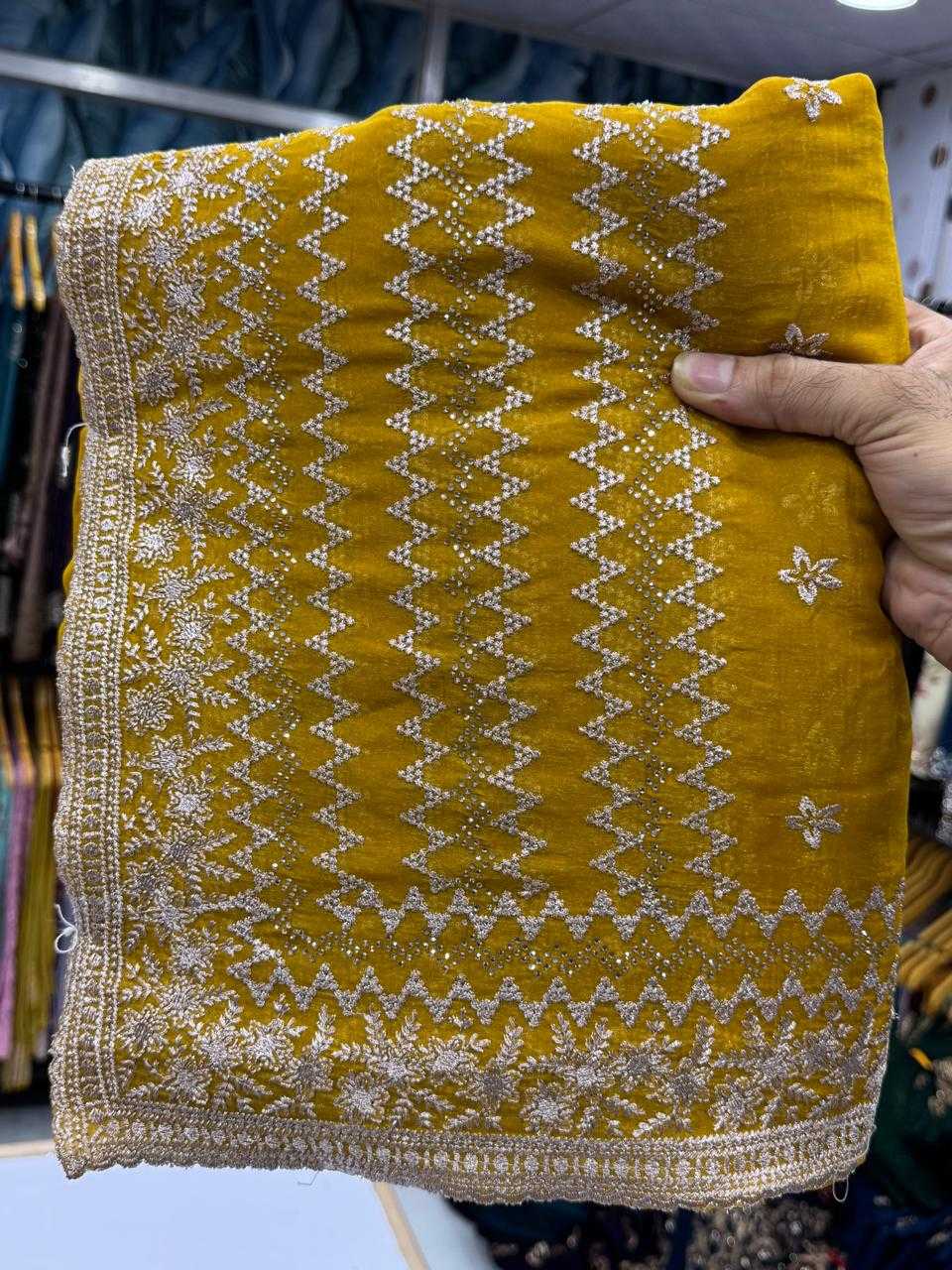 Ynf Crunchi KESH114 4793 Sarees Wedding Collections Festive Collections Wholesale Embroidered Sarees Stone Work Saree Zari Border Sarees Manufacturer