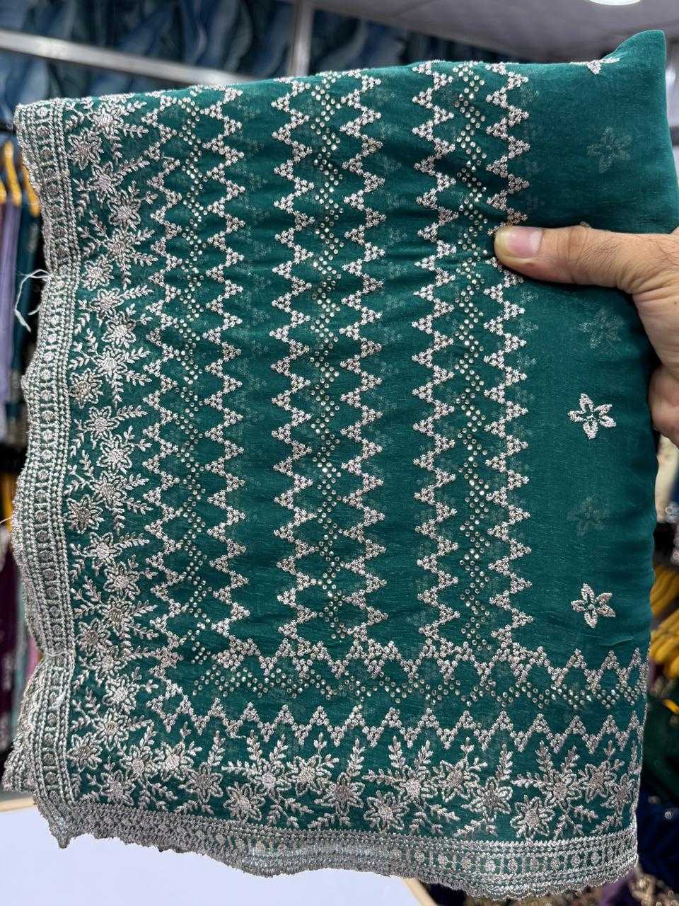 Ynf Crunchi KESH114 4793 Sarees Wedding Collections Festive Collections Wholesale Embroidered Sarees Stone Work Saree Zari Border Sarees Manufacturer