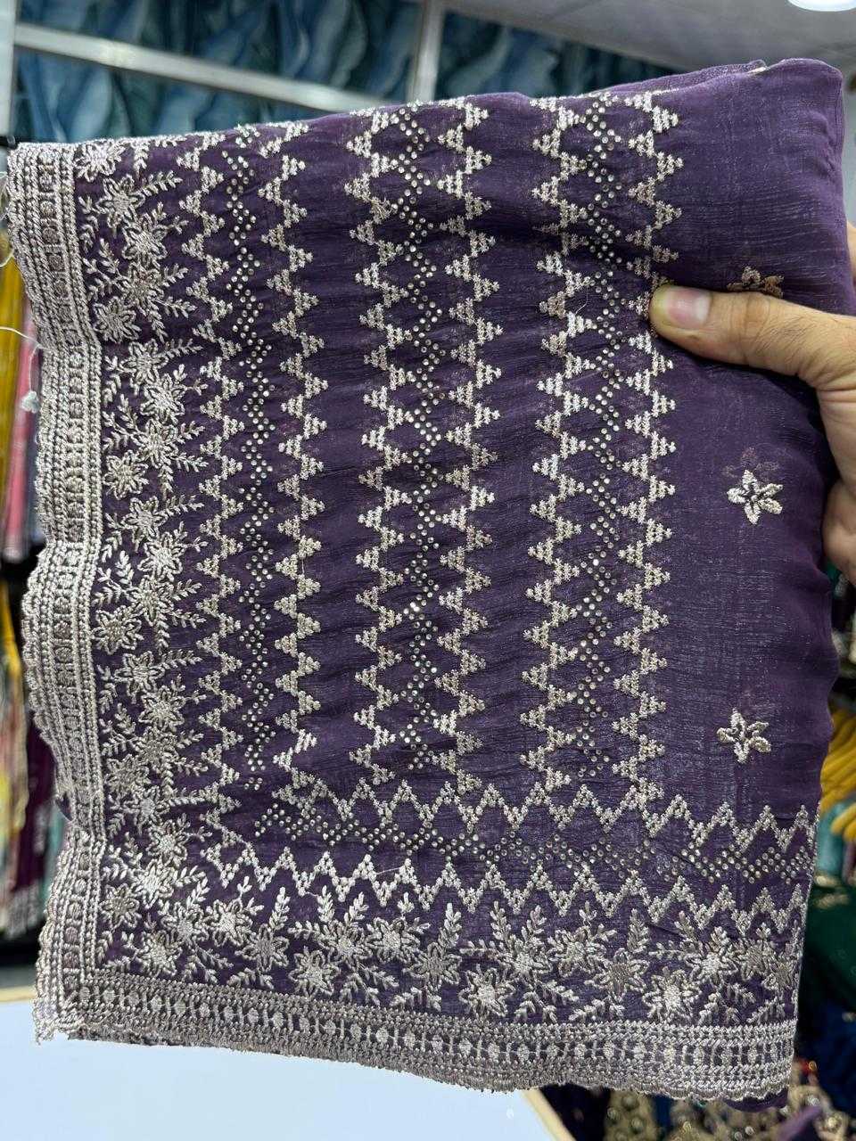 Ynf Crunchi KESH114 4793 Sarees Wedding Collections Festive Collections Wholesale Embroidered Sarees Stone Work Saree Zari Border Sarees Manufacturer