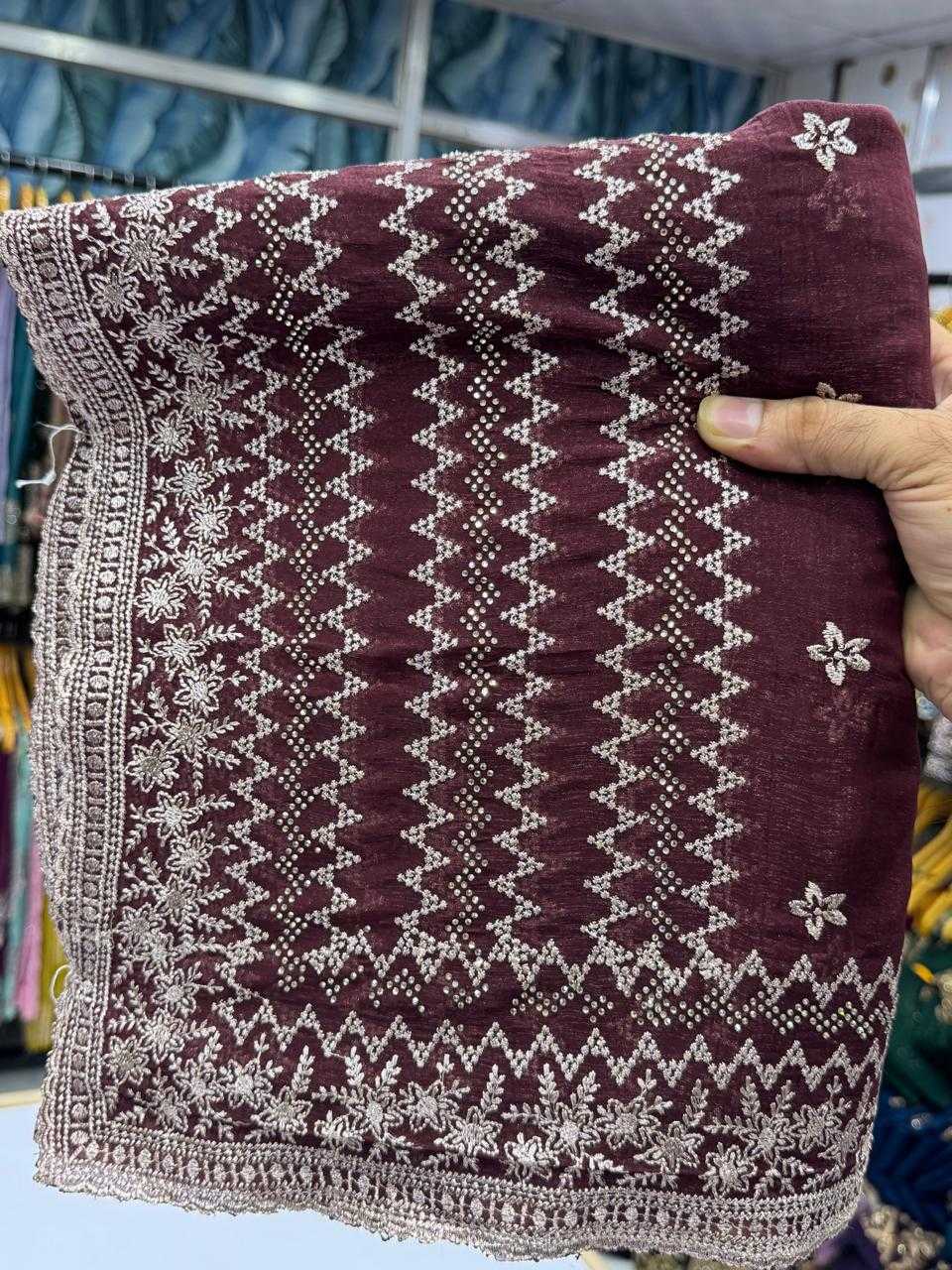 Ynf Crunchi KESH114 4793 Sarees Wedding Collections Festive Collections Wholesale Embroidered Sarees Stone Work Saree Zari Border Sarees Manufacturer