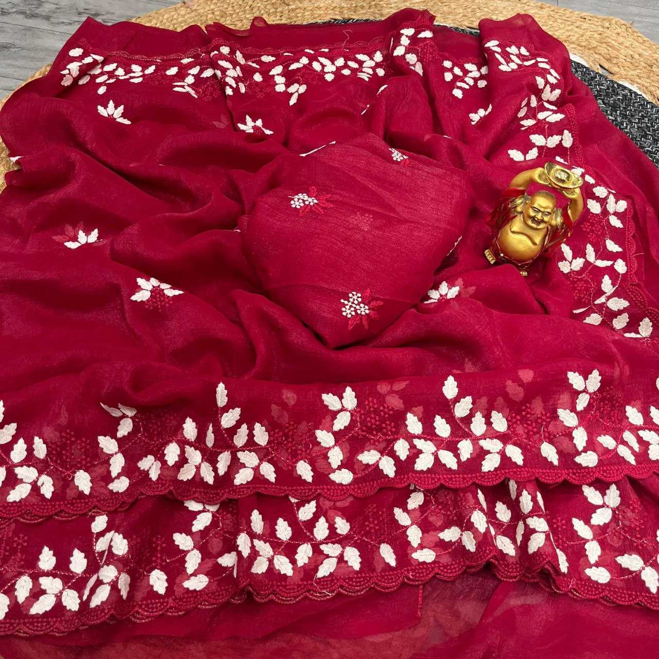 Ynf Crunchi KESH487 871 Sarees Wedding Collections Festive Collections Wholesale Embroidered Sarees Festive Sarees Sarees With Blouse Manufacturer