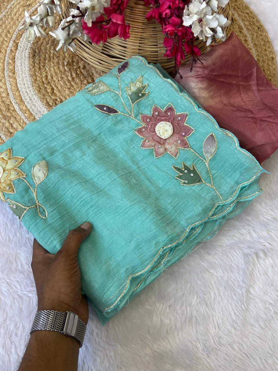 Ynf Crunchi KESH514 145 Sarees Wholesale Designer Sarees Hand Work Sarees Manufacturer