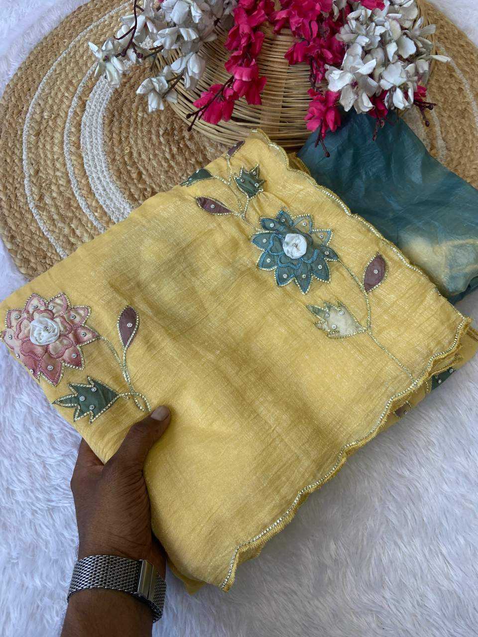 Ynf Crunchi KESH514 145 Sarees Wholesale Designer Sarees Hand Work Sarees Manufacturer