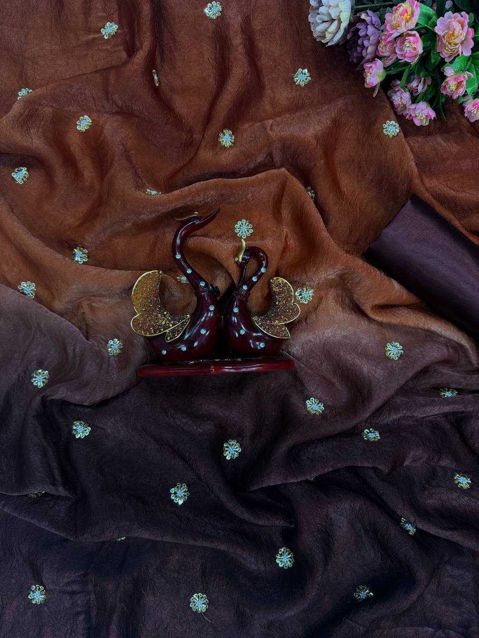 Ynf Crush Silk RIN151 5462 Sarees Wedding Collections Festive Collections Wholesale Designer Sarees Sequence Sarees Sarees With Blouse Manufacturer