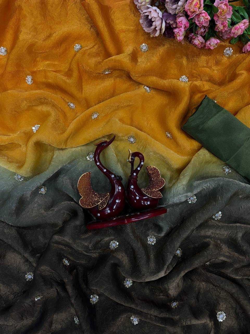 Ynf Crush Silk RIN151 5462 Sarees Wedding Collections Festive Collections Wholesale Designer Sarees Sequence Sarees Sarees With Blouse Manufacturer