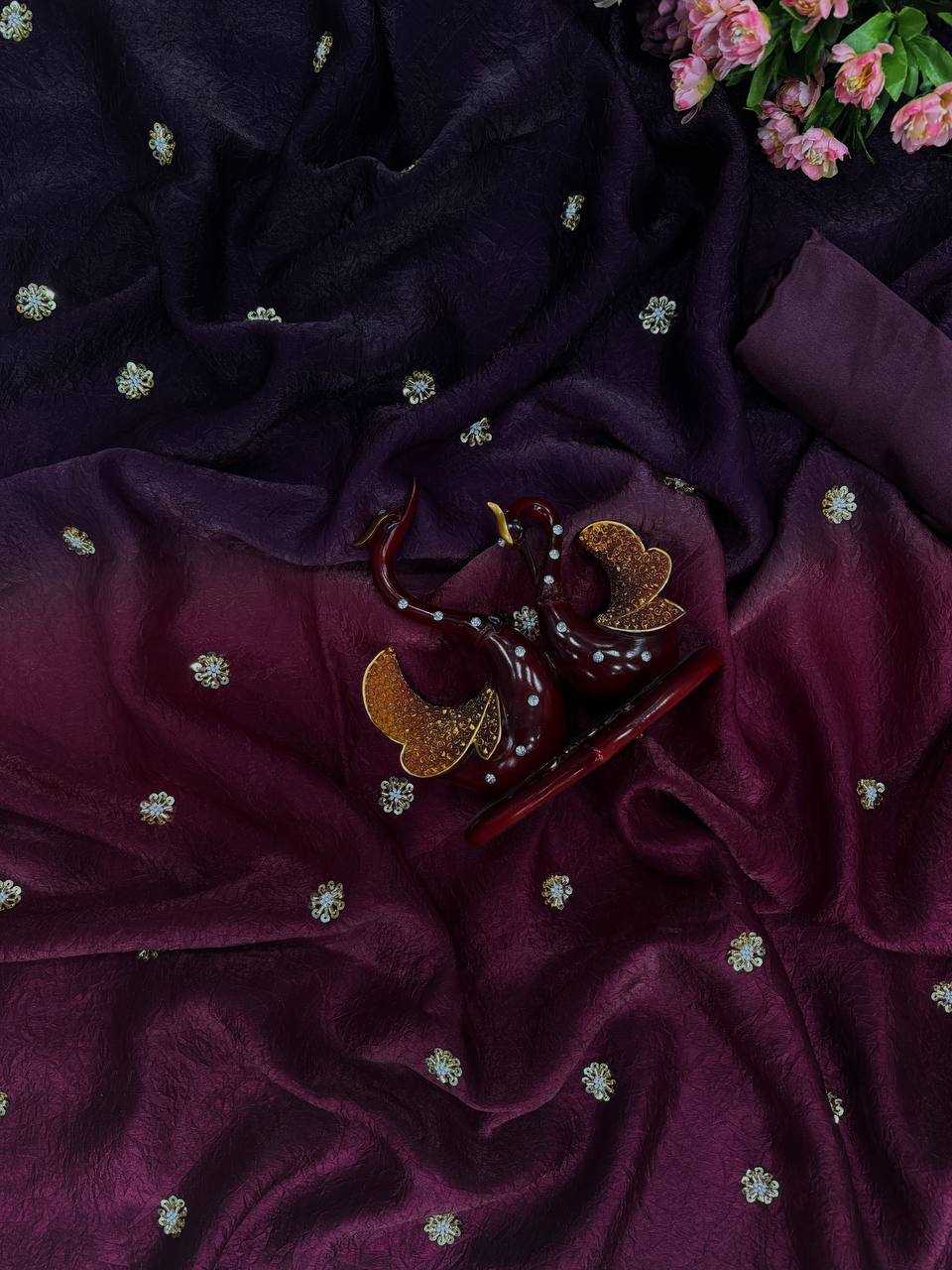 Ynf Crush Silk RIN151 5462 Sarees Wedding Collections Festive Collections Wholesale Designer Sarees Sequence Sarees Sarees With Blouse Manufacturer