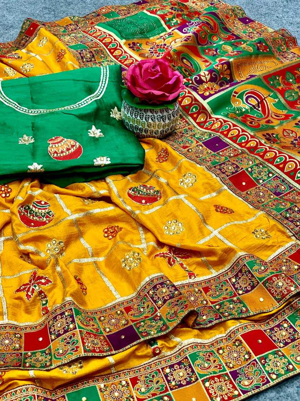Ynf Dola Silk RIN144 PANETAR PATOLA - 1 Silk Sarees Wedding Collections Festive Collections Wholesale Dola Silk Sarees Handloom Sarees Embroidered Silk Sarees Manufacturer