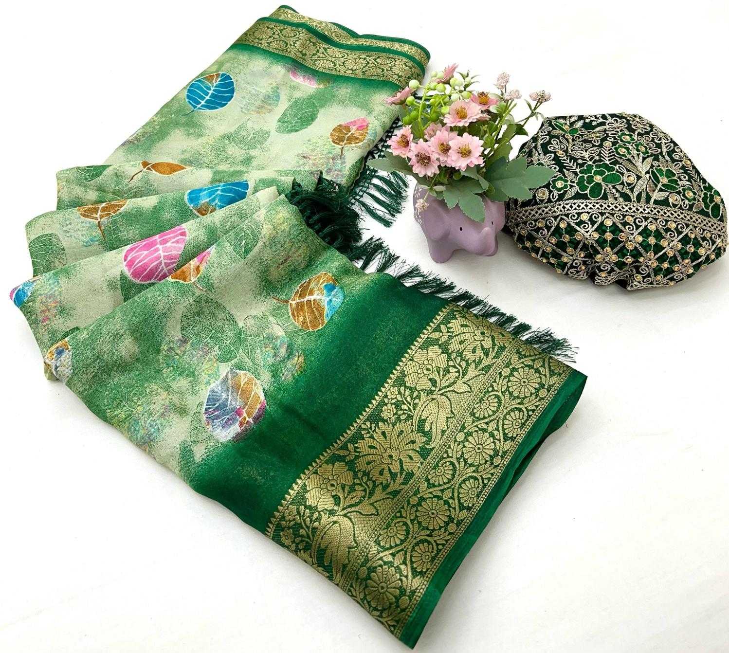 Ynf Dull Moss RIN209 Aangan Sarees Wedding Collections Festive Collections Wholesale Designer Sarees Printed Sarees Zari Border Sarees Manufacturer