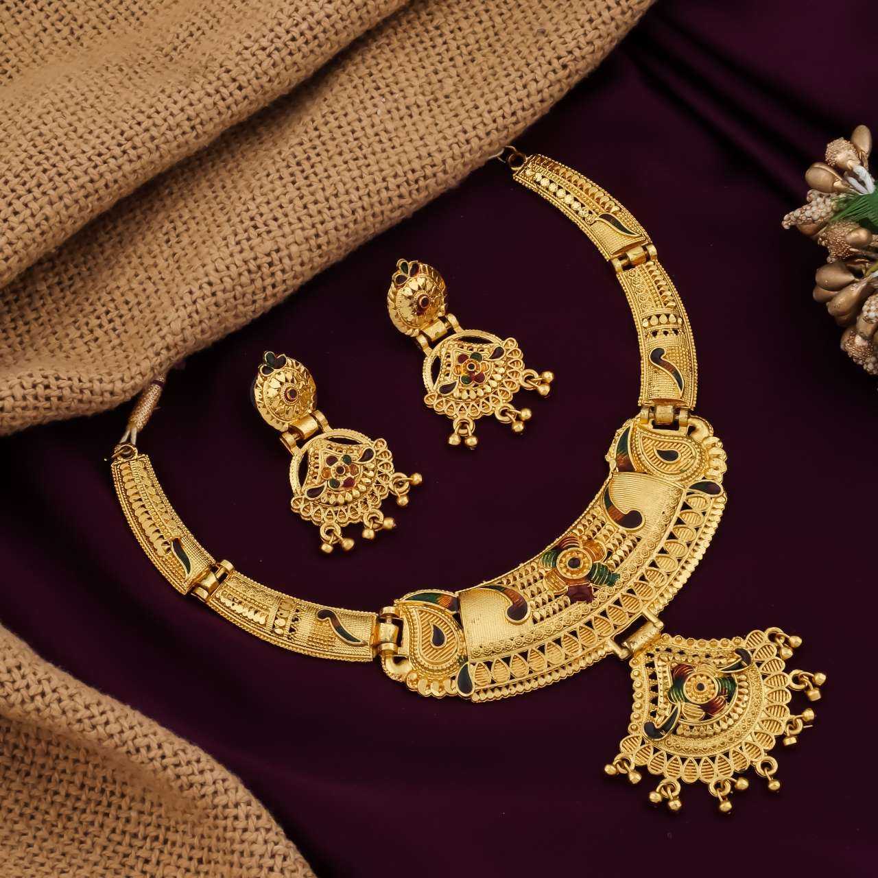 Ynf Fancy Womens Jewellery Wholesale Necklaces Set Golden Necklace Set Gold Plated Jewelry Manufacturer