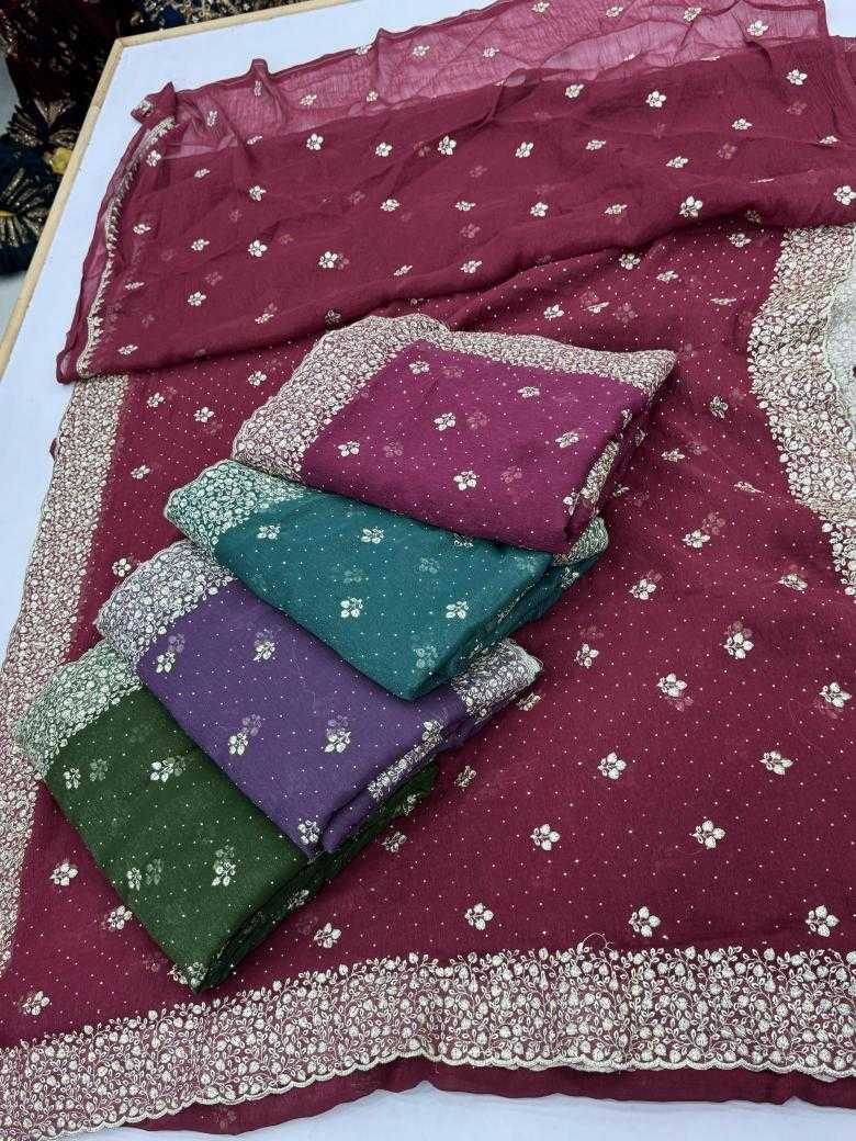 Ynf Faux Blooming KESH114 2084 Sarees Wholesale Embroidered Sarees Stone Work Saree Zari Border Sarees Manufacturer