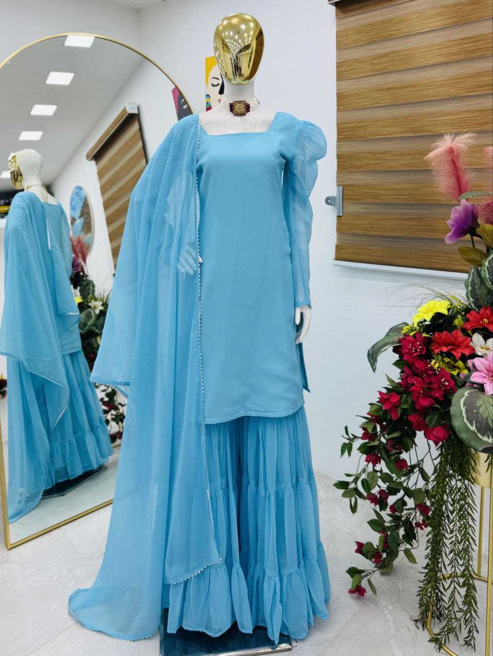 Ynf Faux Georgette KESH158 5053 Suits & Dresses Wedding Collections Festive Collections Wholesale Palazzo Suit Georgette Suit Party wear suits Manufacturer