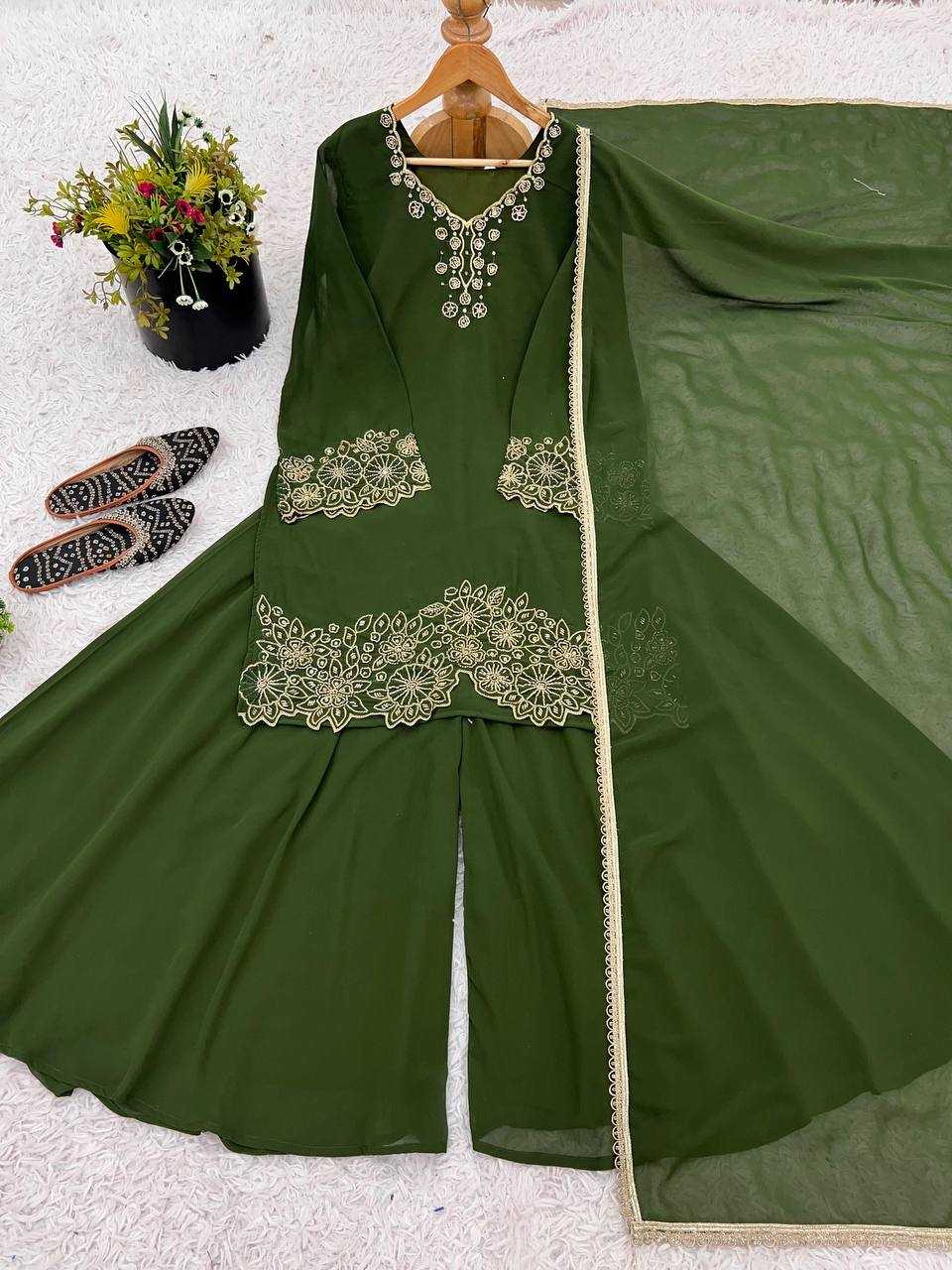 Ynf Faux Georgette KESH499 5268 Suits & Dresses Wedding Collections Festive Collections Wholesale Sharara Salwar Suits Embroidery Suits Georgette Suit Manufacturer