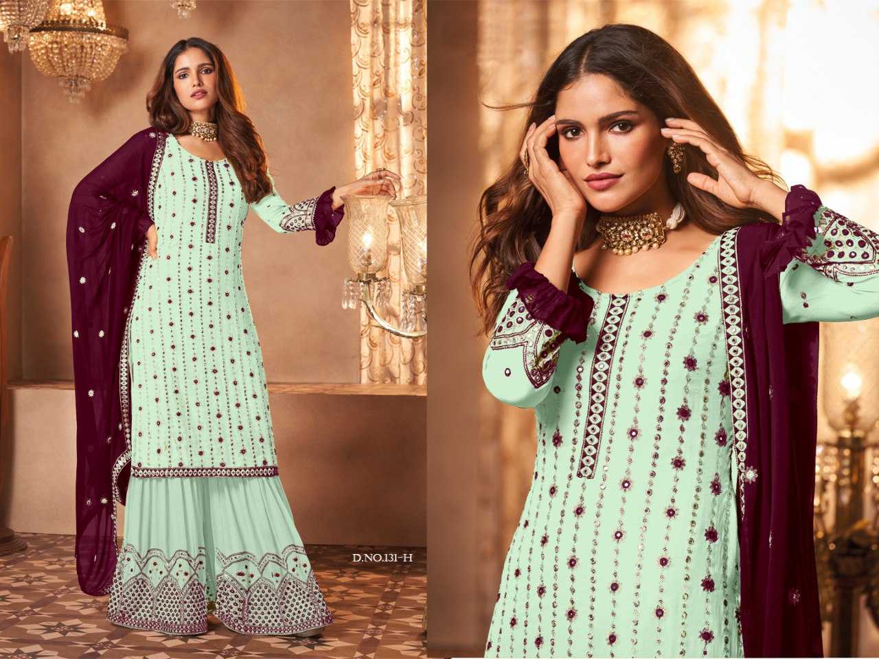 Ynf Faux Georgette KESH504 131 Suits & Dresses Wedding Collections Festive Collections Wholesale Embroidery Suits Georgette Suit Semi Stitched Suits Manufacturer