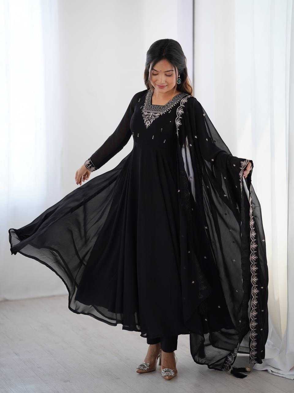 Ynf Faux Georgette KESH504 283 Gowns Wholesale Fancy Gowns Embroidery Gowns Georgette Gown Manufacturer
