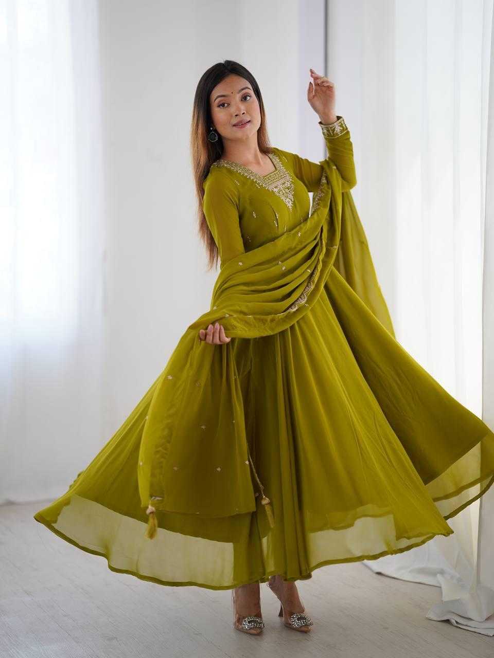 Ynf Faux Georgette KESH504 283 Gowns Wholesale Fancy Gowns Embroidery Gowns Georgette Gown Manufacturer