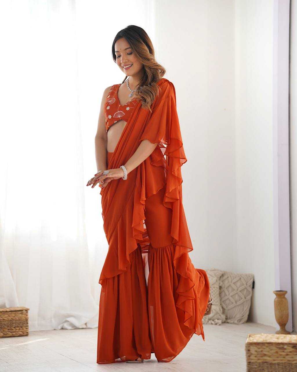 Ynf Faux Georgette KESH504 56 Sarees Wholesale Ready To Wear Sarees Party Wear Sarees Fancy Sarees Embroidered Sarees Manufacturer