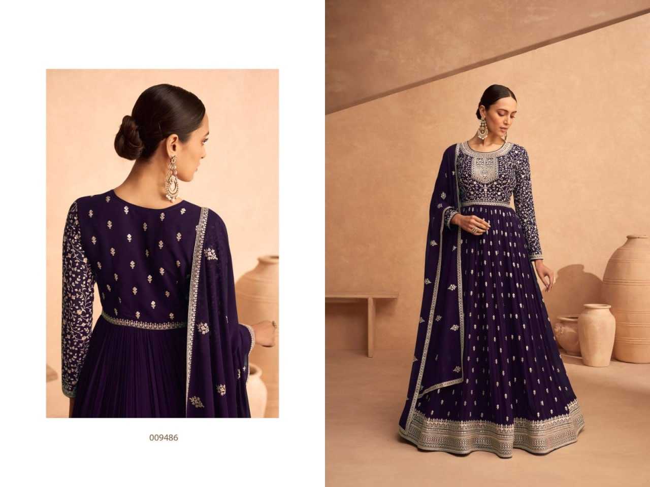 Ynf Faux Georgette KESH504 9486 Gowns Wedding Collections Festive Collections Wholesale Embroidery Gowns Georgette Gown Sequin Gowns Manufacturer