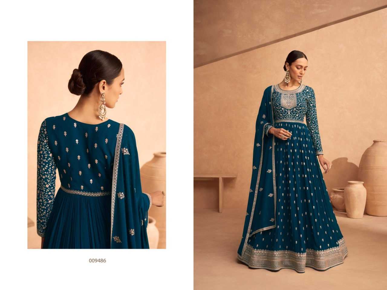 Ynf Faux Georgette KESH504 9486 Gowns Wedding Collections Festive Collections Wholesale Embroidery Gowns Georgette Gown Sequin Gowns Manufacturer