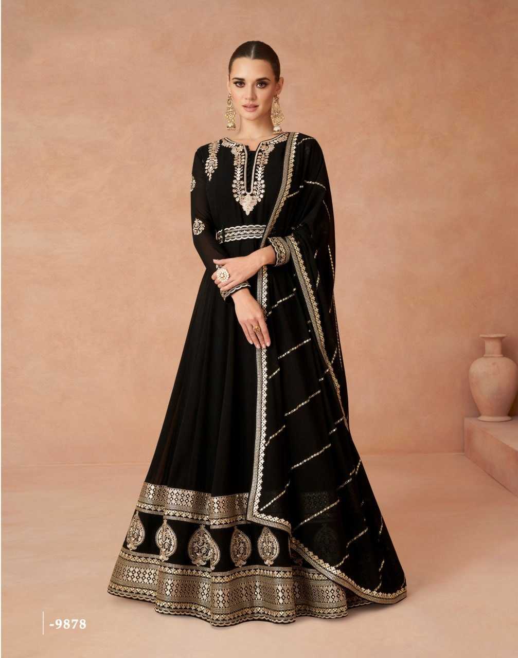 Ynf Faux Georgette KESH504 9875 Gowns Wedding Collections Festive Collections Wholesale Georgette Gown Gown With Dupatta Gown With Belt Manufacturer