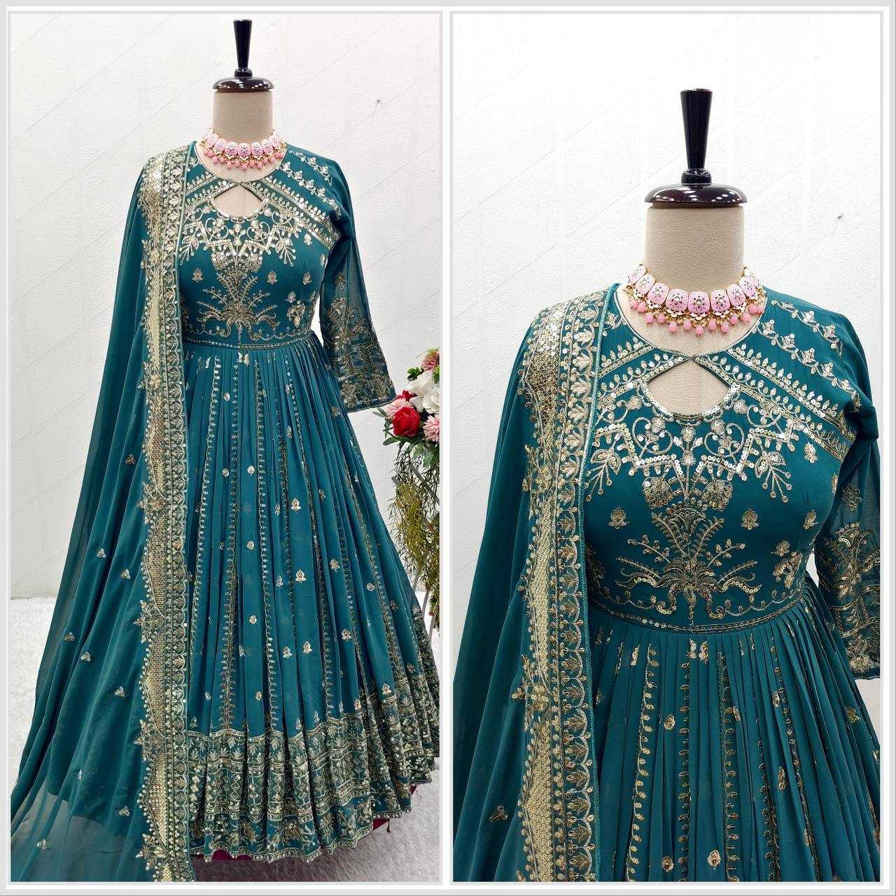 Ynf Faux Georgette KESH506 8028 Gowns Wholesale Fancy Gowns Embroidery Gowns Designer Gowns Manufacturer