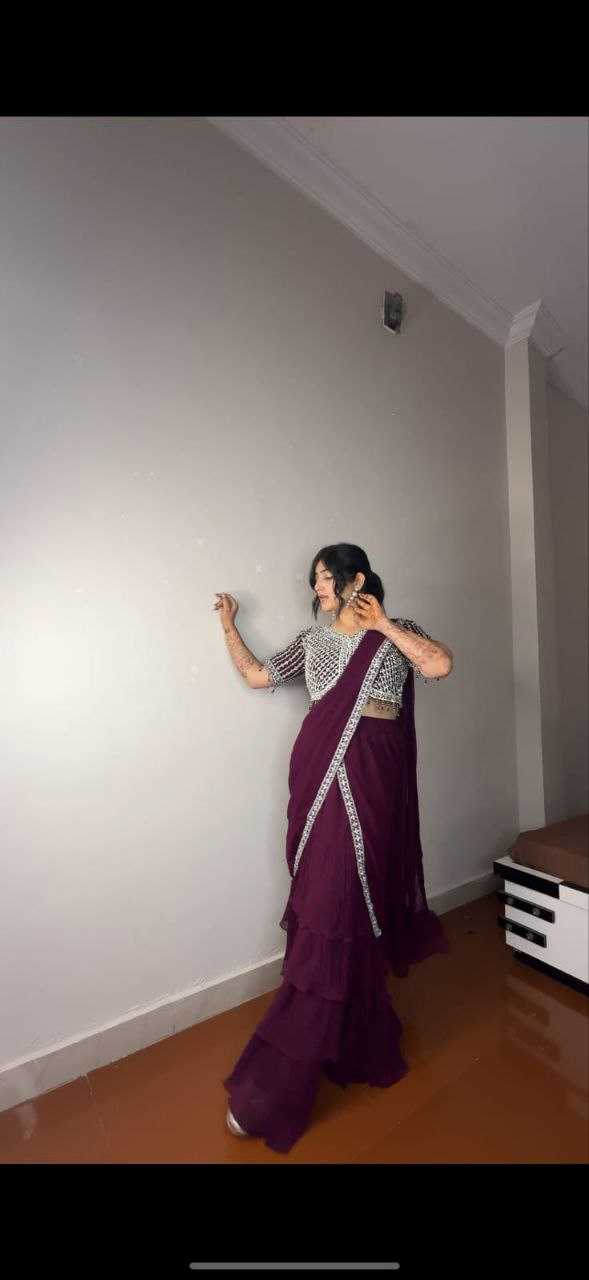 Ynf Faux Georgette KESH516 9247 Sarees Wholesale Ready To Wear Sarees Party Wear Sarees Fancy Sarees Embroidered Sarees Manufacturer