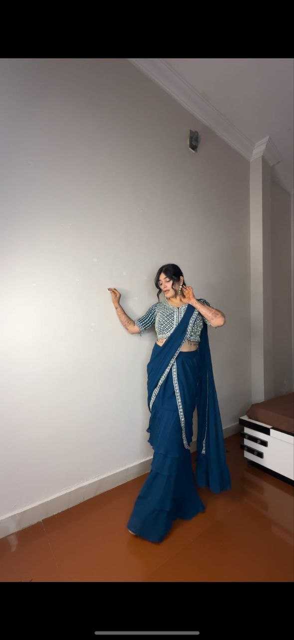 Ynf Faux Georgette KESH516 9247 Sarees Wholesale Ready To Wear Sarees Party Wear Sarees Fancy Sarees Embroidered Sarees Manufacturer