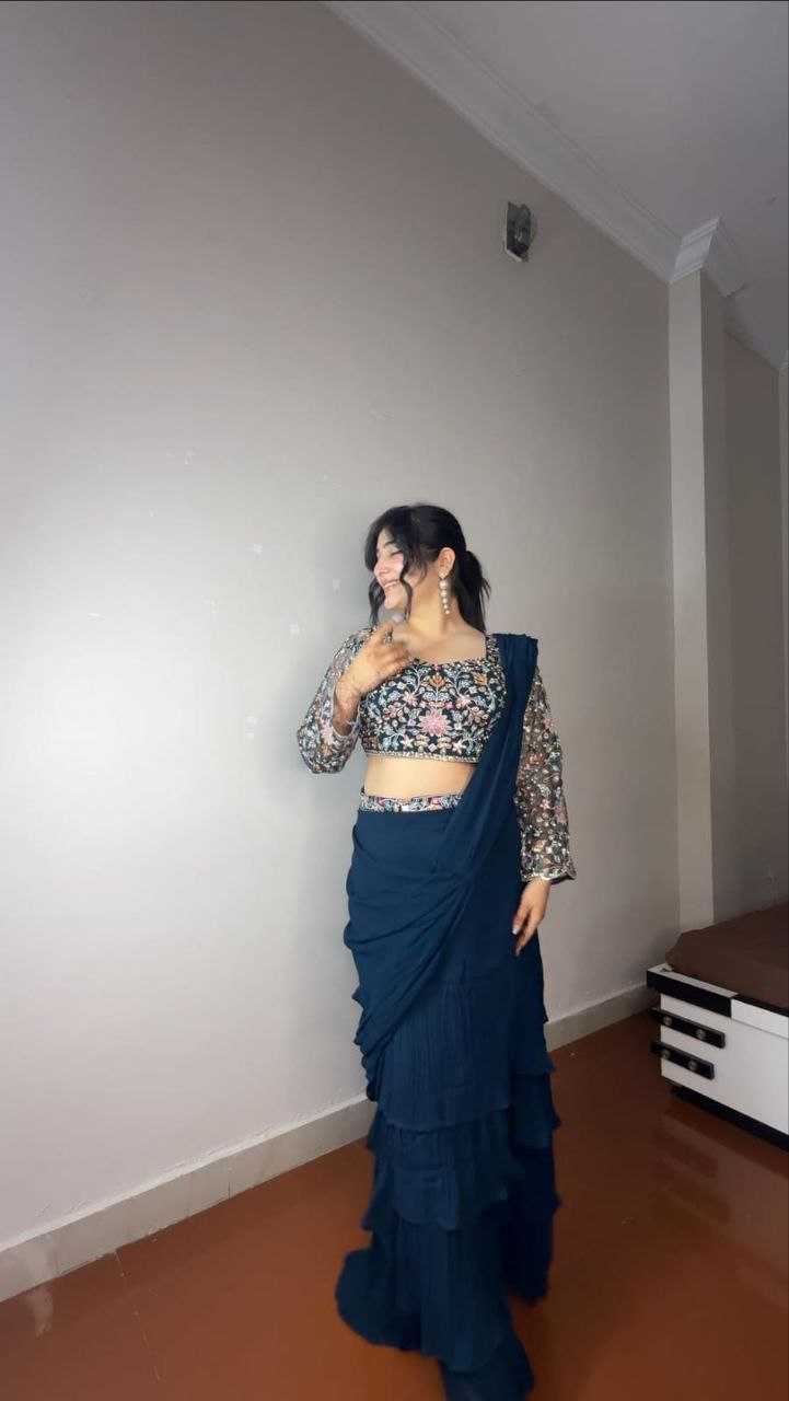 Ynf Faux Georgette KESH516 9252 Sarees Wholesale Ready To Wear Sarees Party Wear Sarees Fancy Sarees Sequence Sarees Embroidered Sarees Manufacturer