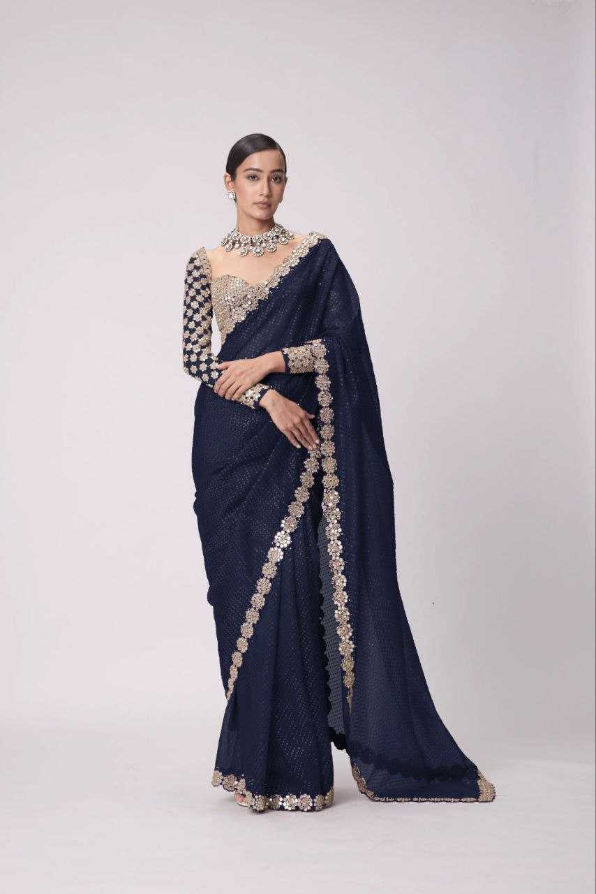 Ynf Faux Georgette RIN112 101 Sarees Wholesale Fancy Sarees Georgette Sarees Work Sarees Manufacturer