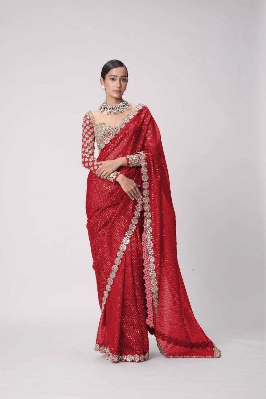 Ynf Faux Georgette RIN112 101 Sarees Wholesale Fancy Sarees Georgette Sarees Work Sarees Manufacturer