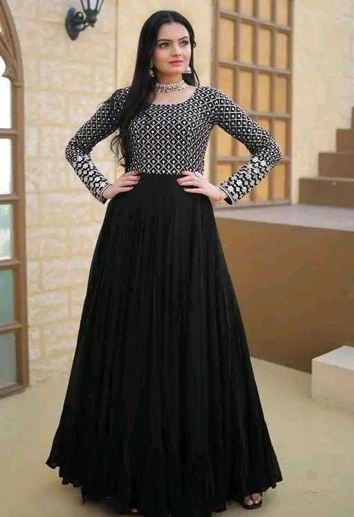 Ynf Faux Georgette RIN131 001 Gowns Wholesale Anarkali Gown Sequin Gowns Manufacturer