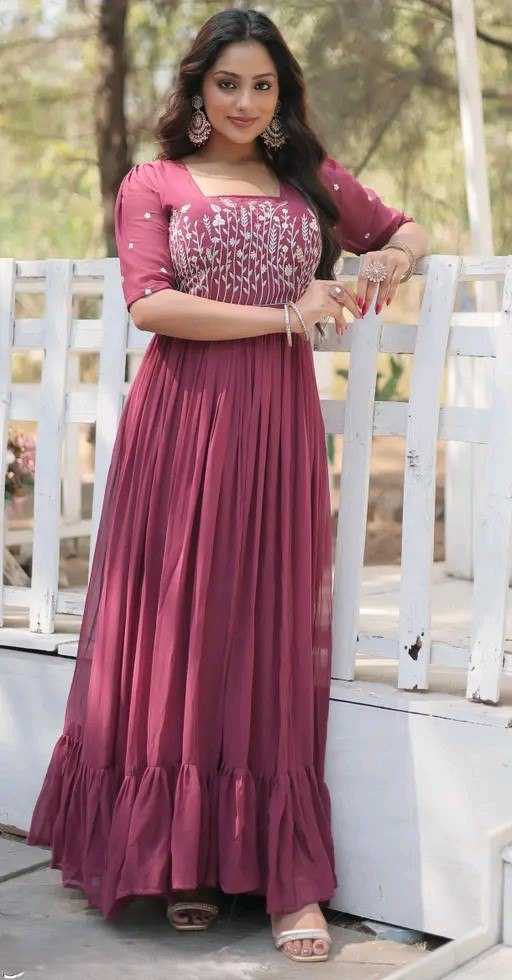Ynf Faux Georgette RIN131 003 Gowns Wholesale Embroidery Gowns Anarkali Gown Long Gowns Manufacturer