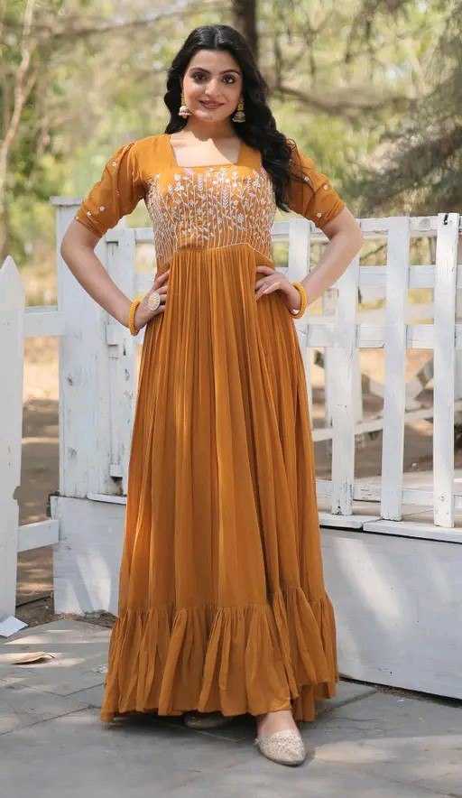 Ynf Faux Georgette RIN131 003 Gowns Wholesale Embroidery Gowns Anarkali Gown Long Gowns Manufacturer