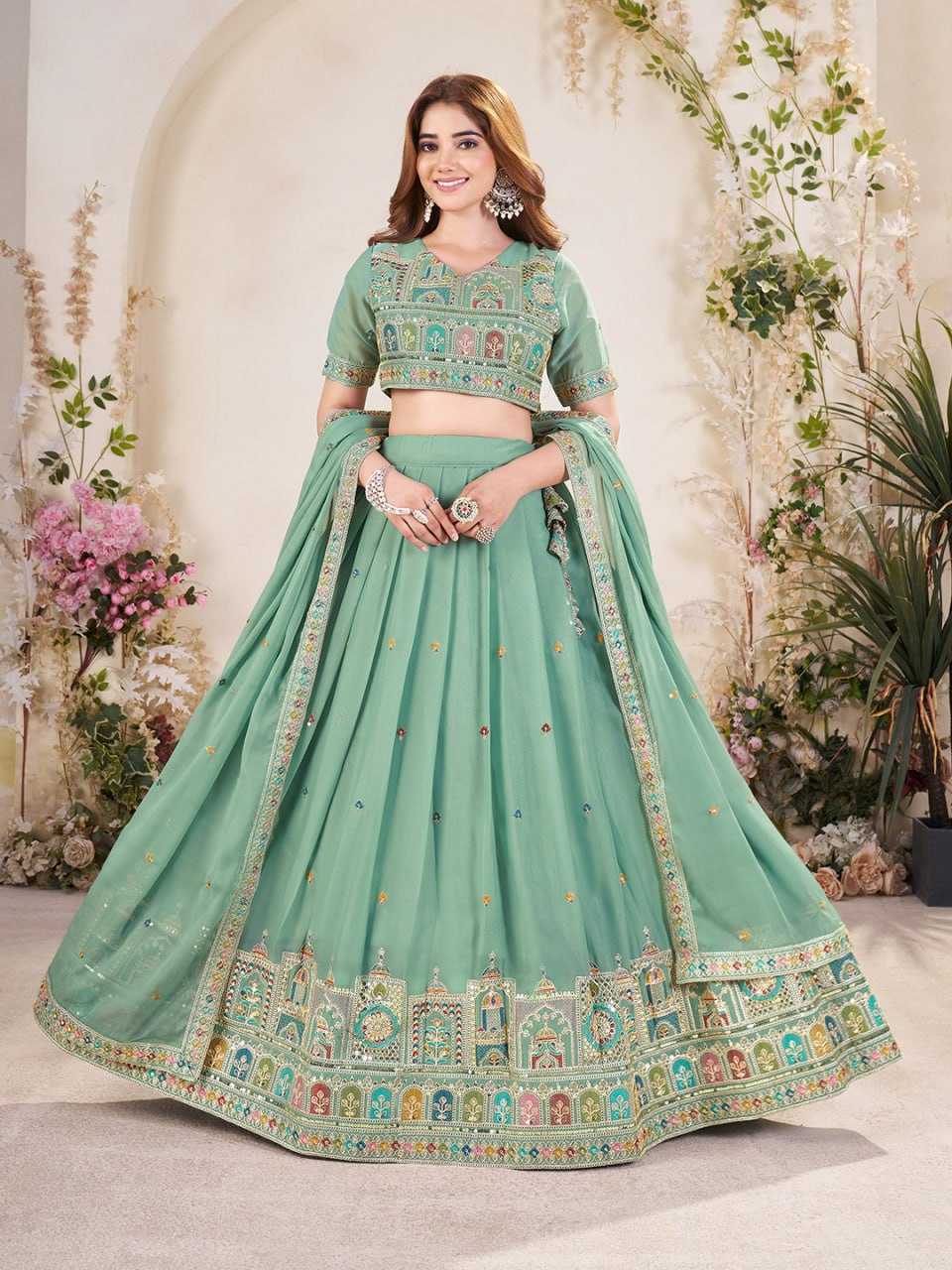 Ynf Faux Georgette RIN131 349 Lehengas Wedding Collections Festive Collections Wholesale Georgette Lehenga Lehenga With Cancan Lehenga With Blouse Manufacturer