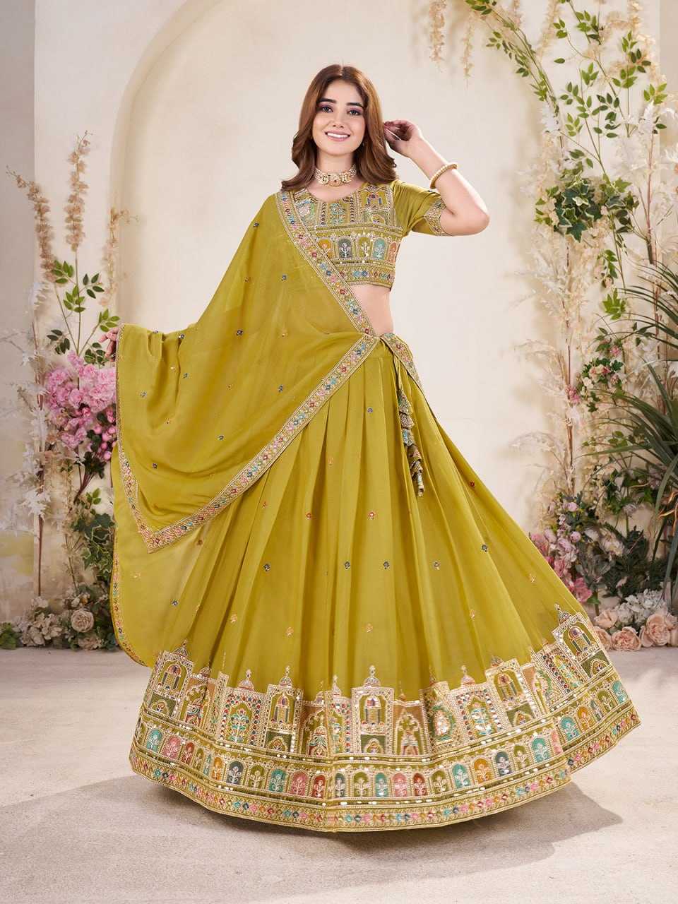 Ynf Faux Georgette RIN131 349 Lehengas Wedding Collections Festive Collections Wholesale Georgette Lehenga Lehenga With Cancan Lehenga With Blouse Manufacturer