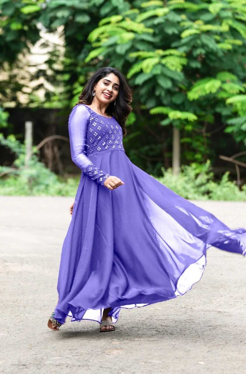 Ynf Faux Georgette RIN222 APPLE Gowns Wedding Collections Plus Size Collections Wholesale Embroidery Gowns Georgette Gown Designer Gowns Manufacturer